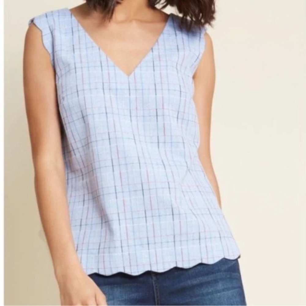 ModCloth Plaid Sleeveless Top Medium